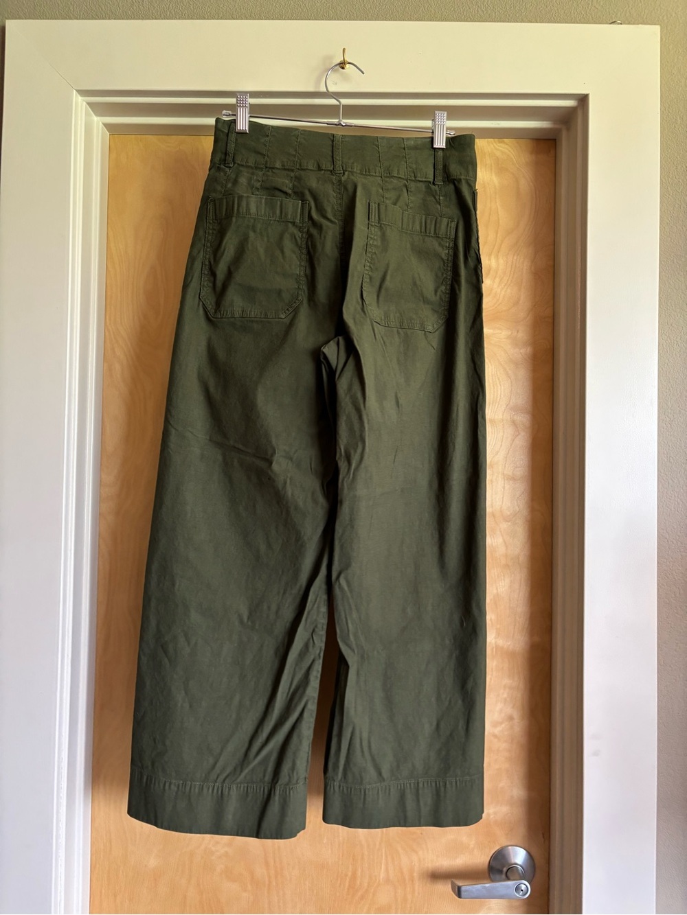 Maeve Anthropologie The Colette Olive Green Wide-Leg Cropped Pants Sz 28 - Picture 3 of 4